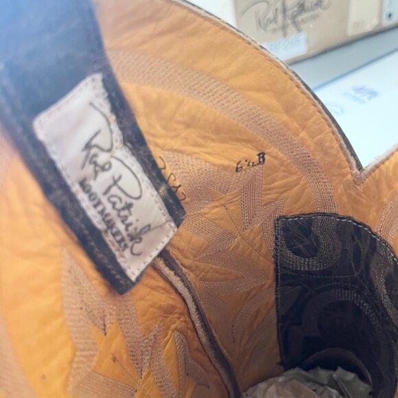 NEW Rod Patrick Mens Cowboy Boots 6.5 B Brown Shark Leather Western Square Toe - Picture 9 of 12